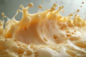 A Close-Up View of a Creamy Yellow Liquid Splash photo