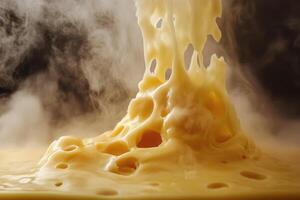 Melted Cheese with Air Bubbles and Steam photo
