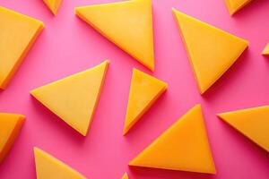 Yellow Triangles on a Pink Background photo