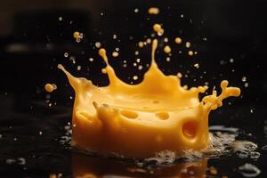 A Splash of Orange Liquid Forming a Crown-Like Shape photo