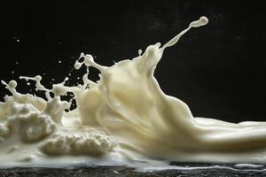 Abstract Milk Splash on Black Background photo