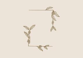 Coffee plant branch rectangle frame hand drawn decoration vector