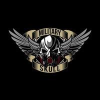 Skull Wearing respirator and wings. Design element for logo, label, sign, emblem. illustration vector