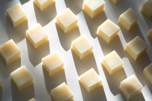 Close-up of Multiple Square Bars of Ivory Soap on a White Surface photo