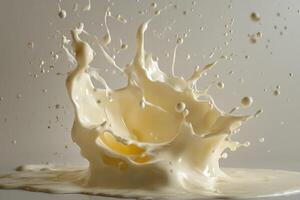 A Splash of Creamy White Liquid Creating a Whirlwind of Shapes and Textures photo