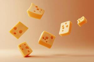Five Cubes of Swiss Cheese Floating in Air photo
