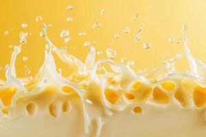 White Liquid Splashing with Yellow Background photo