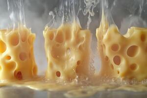 Close-up of Melted Swiss Cheese with Air Bubbles photo