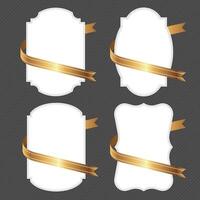 Set of label frames with gold ribbons wrapped around them for decoration vector