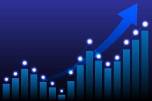 Growth chart with arrows illustrating financial progress and success in business vector