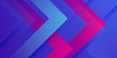 Overlap geometric abstract background with bright purple, blue, and pink stripes arrows concept pattern. Colorful simple banner. vector