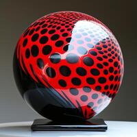 Abstract Red and Black Patterned Sphere on Display photo