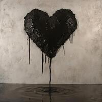 Abstract Black Heart Painting with Dripping Effect photo