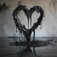 Abstract black liquid heart splash photo