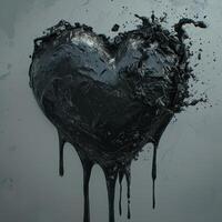 Abstract black heart melting on glass surface photo