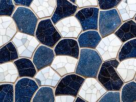 Decorative mosaic tile pattern in blue and white photo