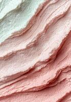 Close up of pink and white ice cream texture photo