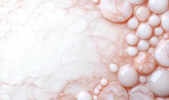 Elegant marble texture with white and peach bubbles photo