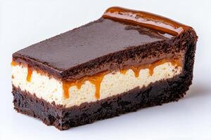 Decadent chocolate and caramel dessert photo