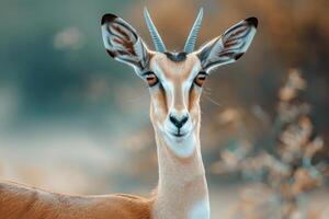 close up portrait of a curious antelope photo