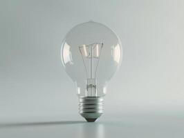 Glowing light bulb on plain background photo