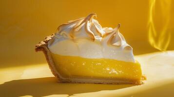 Delicious lemon meringue pie slice photo