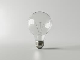 Illuminating idea a clear light bulb on a plain background photo
