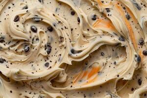 Swirling creamy ice cream with chocolate chips photo
