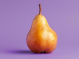 Ripe yellow pear on purple background photo
