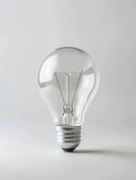 Glowing light bulb on a plain background photo