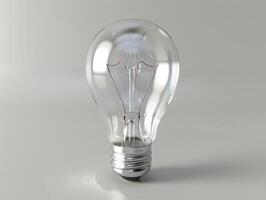 Glowing light bulb on gray background photo