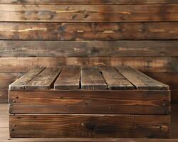 Rustic wooden table or shelf with textured surface photo