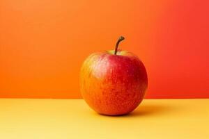 Vibrant red apple on colorful background photo