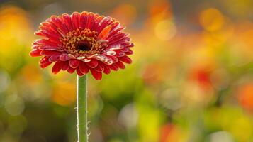 Vibrant red gerbera daisy flower in nature photo