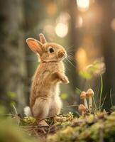 Curious rabbit in a forest photo