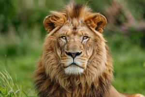Majestic lion in the wilderness photo