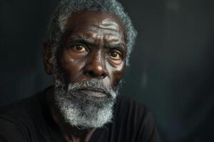 Weathered face of an elderly man photo