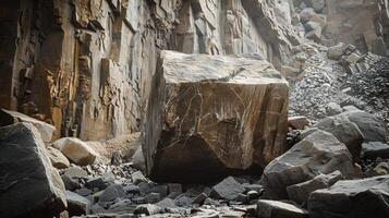 Rugged Rock Formation in Snowy Landscape photo