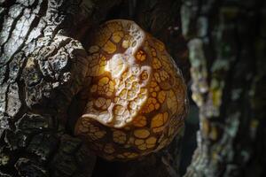 Intricate Fungal Patterns on Tree Bark photo