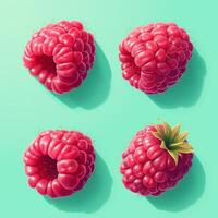 Vibrant Raspberry Clusters on Mint Background photo