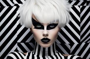 Striking Monochrome Makeup Portrait photo