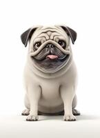 Adorable pug dog sitting and looking at camera photo