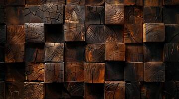 Textured Wooden Blocks Arranged in a Pattern photo