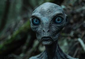 Close up of an alien creature in a mysterious forest photo