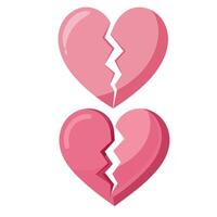 Pink Color Broken Heart shape for valentine card romantic broken love icon design element vector