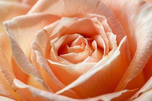 Close up of a delicate peach rose in full bloom photo