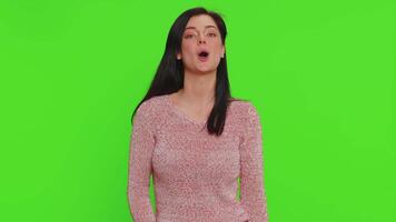 Woman looking approvingly, showing ok approve feedback gesture like sign positive something good video