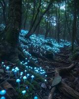 Enchanted Forest with Bioluminescent Mushrooms photo