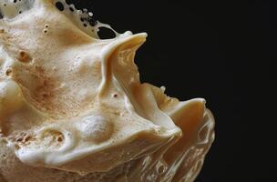 Close up of coffee splash with bubbles photo