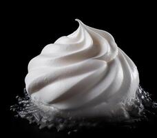 Perfect swirl of whipped cream on a dark background photo